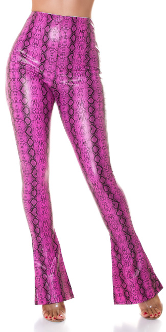 faux leather flared pants Animal Print Pink
